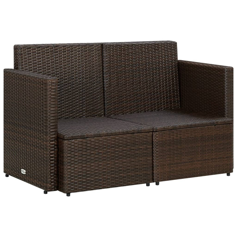 vidaXL barna kétszemélyes polyrattan kerti kanapé párnákkal
