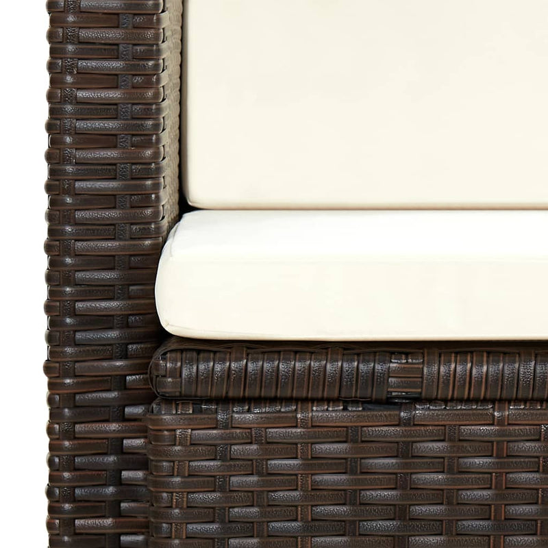 vidaXL barna kétszemélyes polyrattan kerti kanapé párnákkal