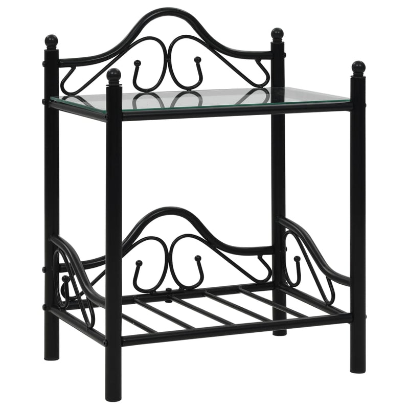 vidaXL 2 db fekete acél/edzett üveg éjjeliszekrény 45 x 30,5 x 60 cm