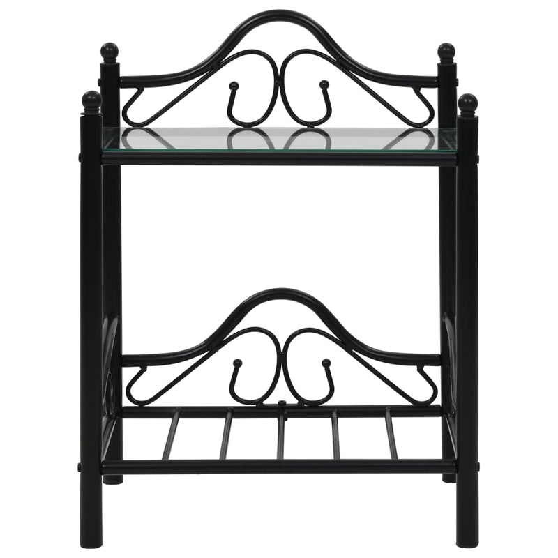 vidaXL 2 db fekete acél/edzett üveg éjjeliszekrény 45 x 30,5 x 60 cm