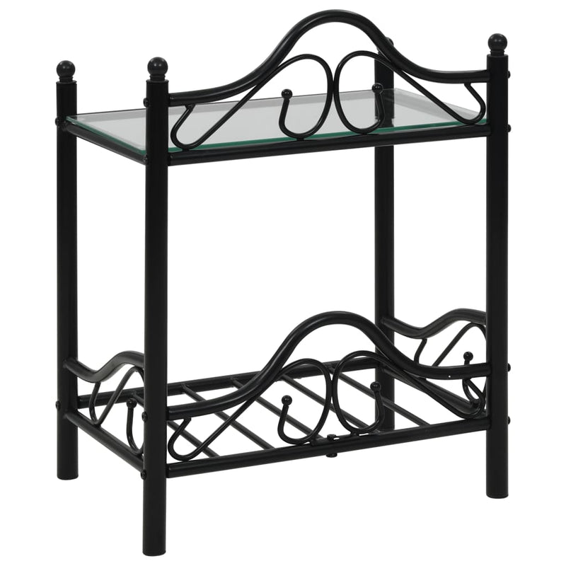 vidaXL 2 db fekete acél/edzett üveg éjjeliszekrény 45 x 30,5 x 60 cm