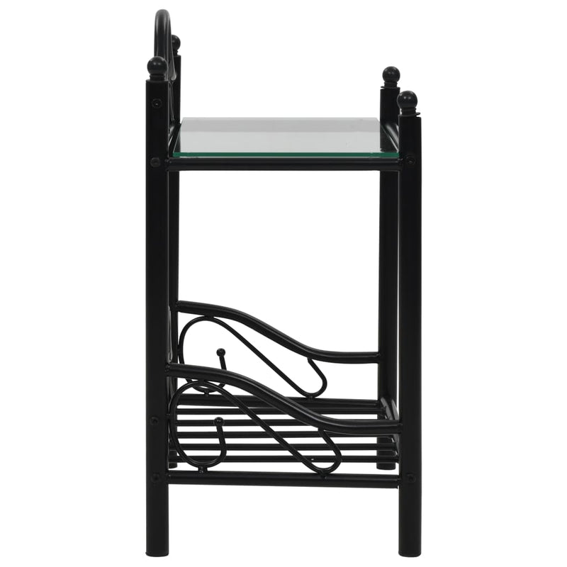 vidaXL 2 db fekete acél/edzett üveg éjjeliszekrény 45 x 30,5 x 60 cm
