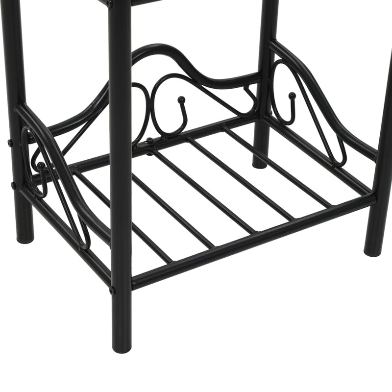 vidaXL 2 db fekete acél/edzett üveg éjjeliszekrény 45 x 30,5 x 60 cm