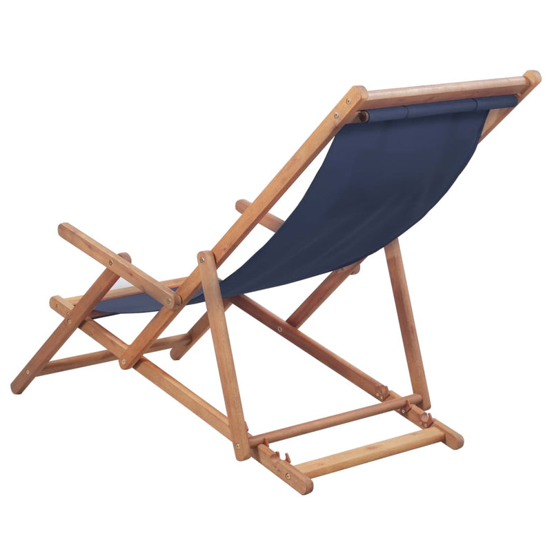 vidaXL kék összecsukható szövetkárpitos, favázas strandszék
