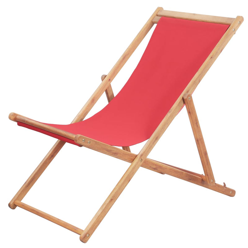 vidaXL piros összecsukható szövetkárpitos favázas strandszék