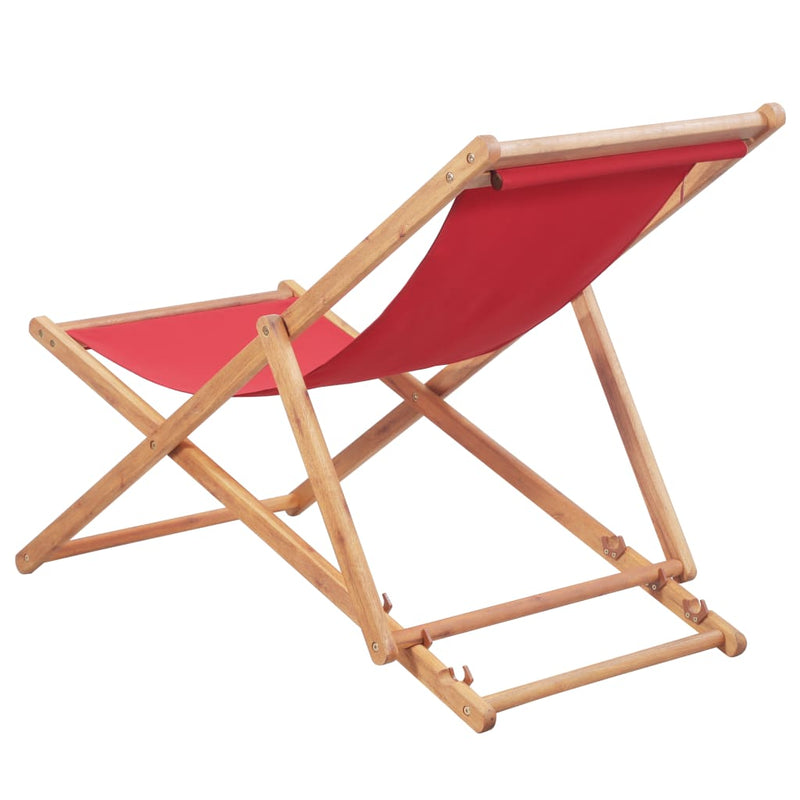 vidaXL piros összecsukható szövetkárpitos favázas strandszék
