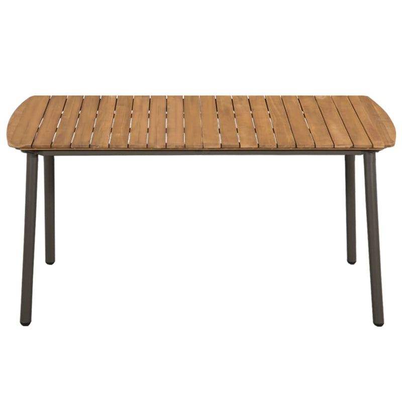 vidaXL tömör akácfa és acél kerti asztal 150x90x72cm