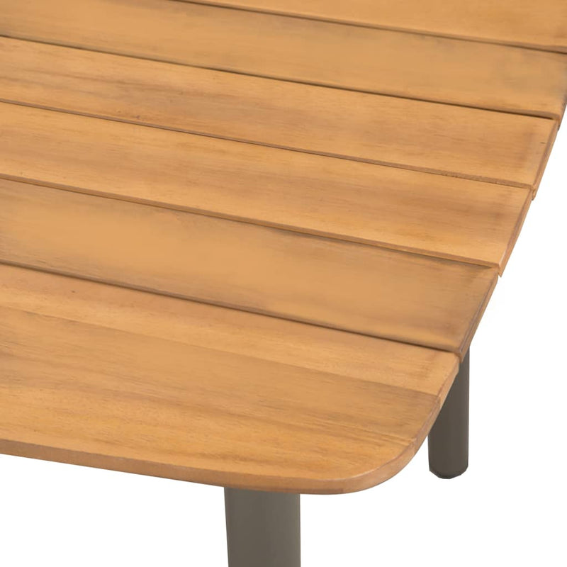 vidaXL tömör akácfa és acél kerti asztal 150x90x72cm