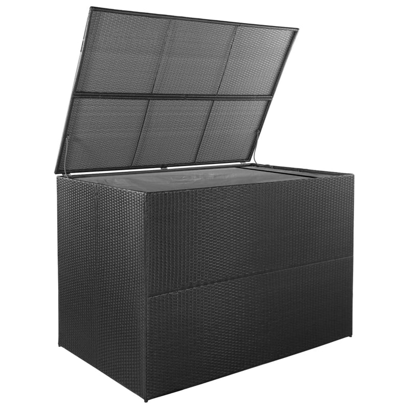 vidaXL fekete polyrattan kerti tárolóláda 150 x 100 x 100 cm