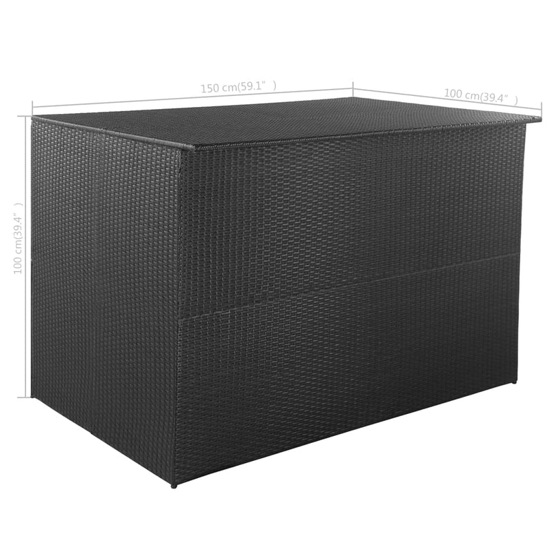 vidaXL fekete polyrattan kerti tárolóláda 150 x 100 x 100 cm