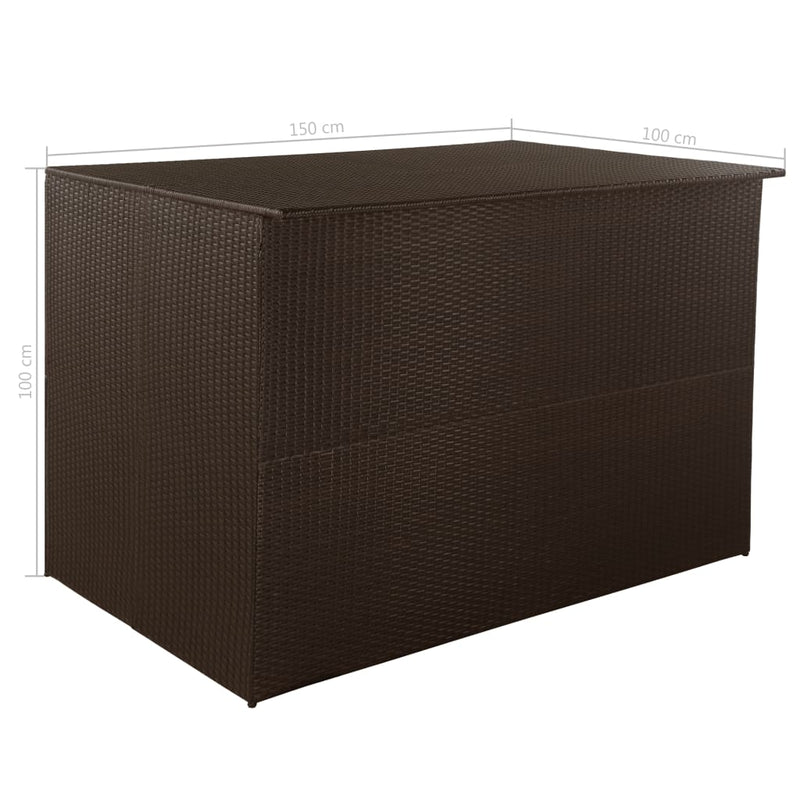 vidaXL barna polyrattan kerti tárolóláda 150 x 100 x 100 cm