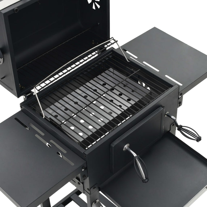 vidaXL fekete színű faszén tüzelésű grillsütő alsó polccal