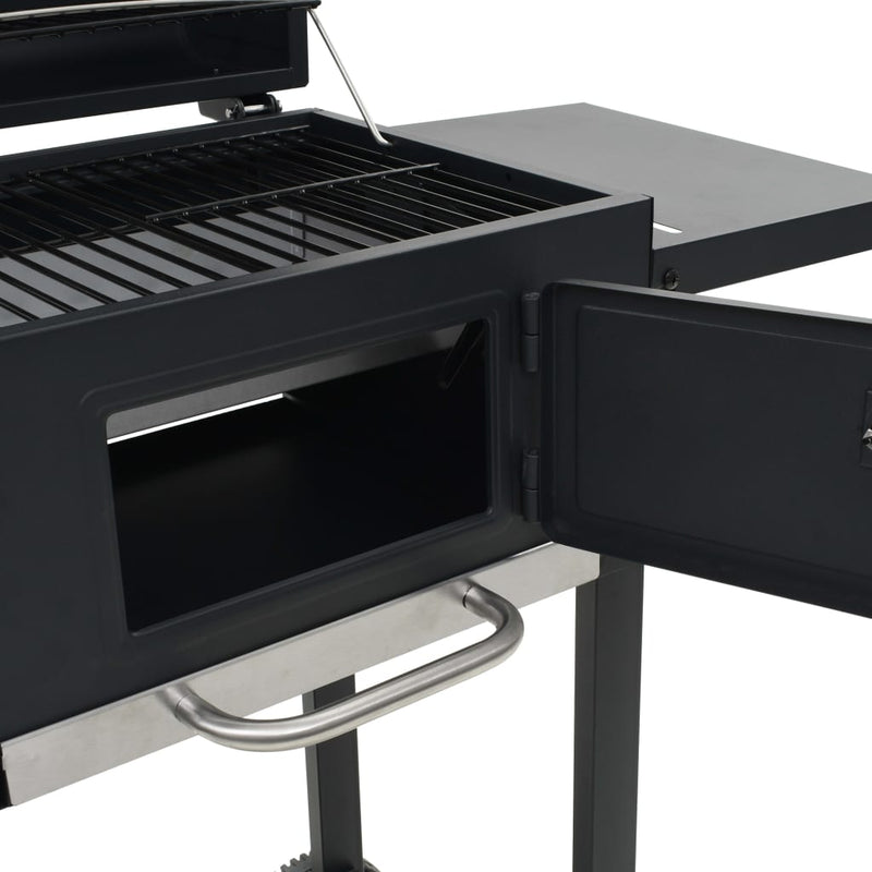 vidaXL fekete színű faszén tüzelésű grillsütő alsó polccal