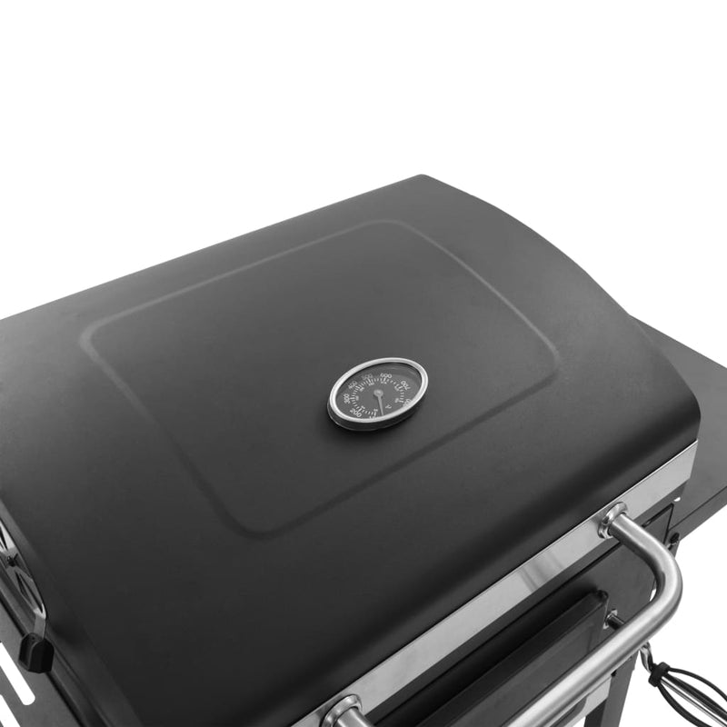 vidaXL fekete színű faszén tüzelésű grillsütő alsó polccal