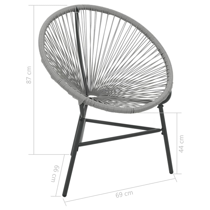 vidaXL szürke polyrattan kerti kagylószék
