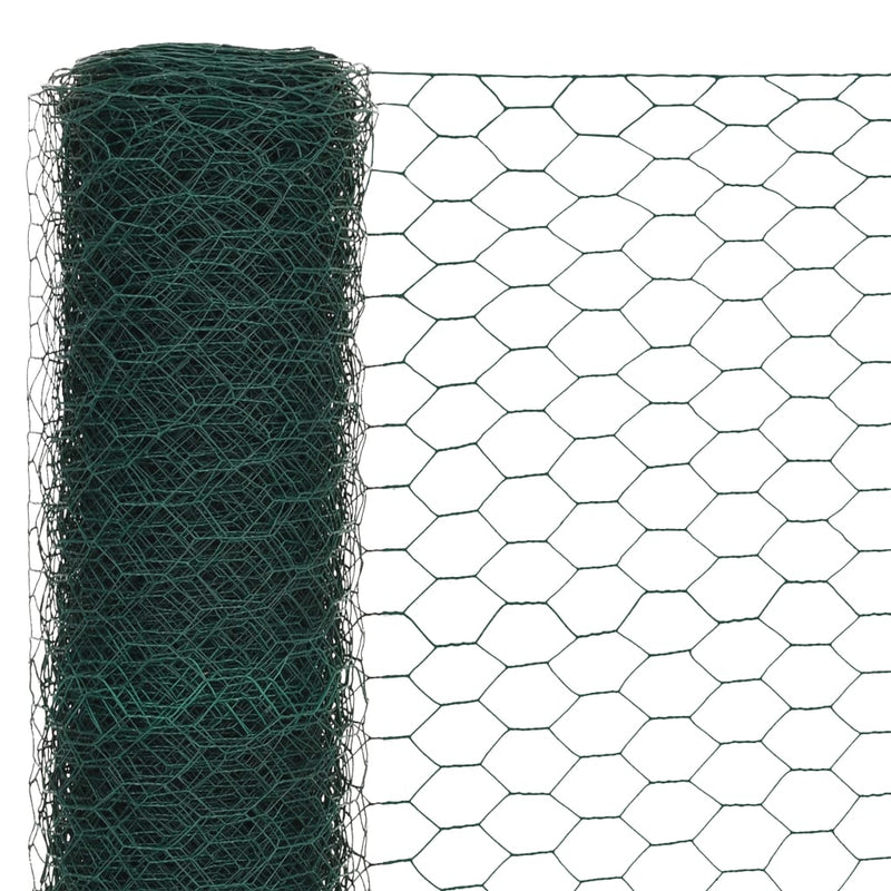 vidaXL zöld PVC-bevonatú acél csirkeháló drótkerítés 25 x 1,2 m