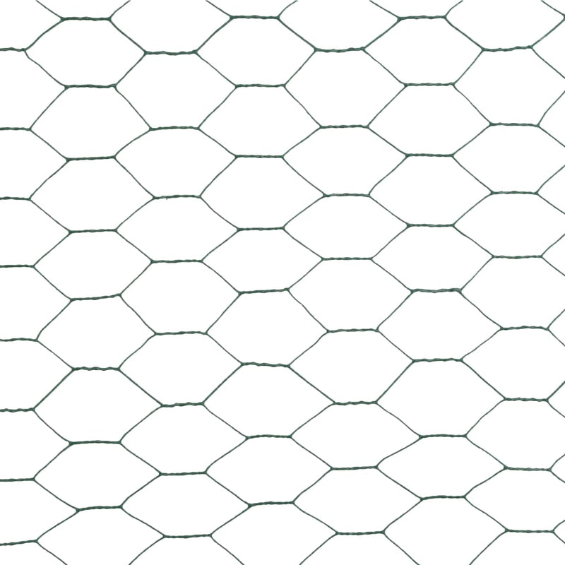 vidaXL zöld PVC-bevonatú acél csirkeháló drótkerítés 25 x 1,2 m