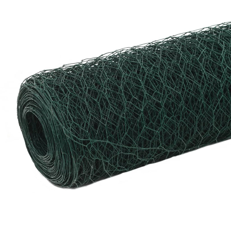 vidaXL zöld PVC-bevonatú acél csirkeháló drótkerítés 25 x 1,5 m