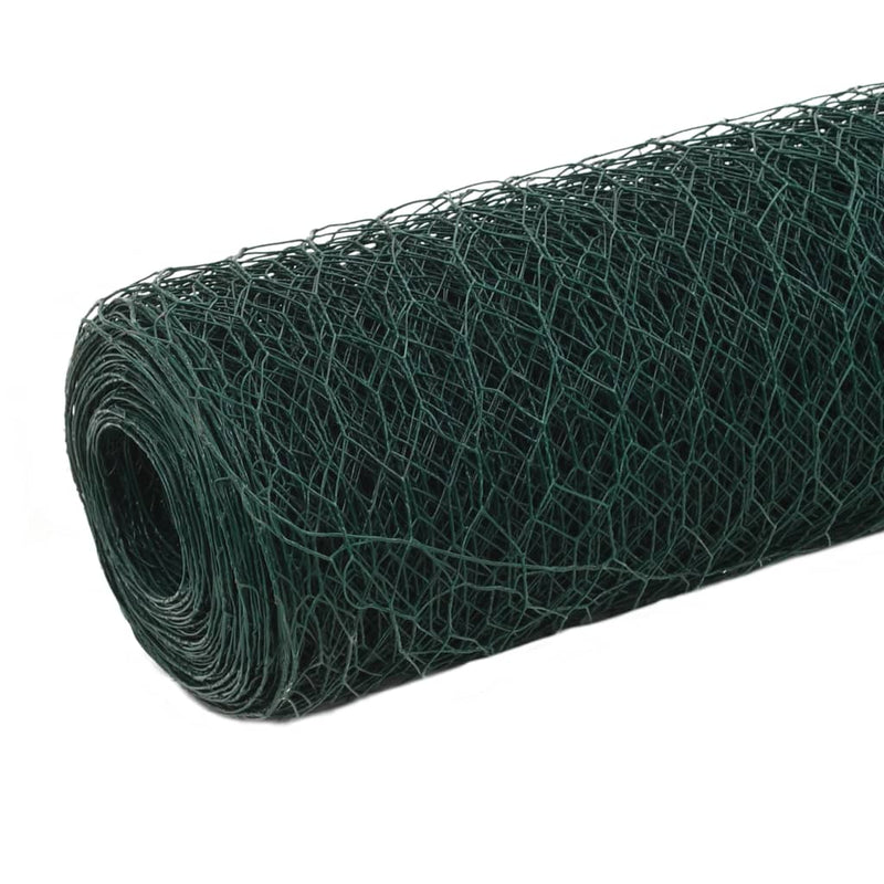 vidaXL zöld PVC-bevonatú acél csirkeháló drótkerítés 25 x 1,5 m
