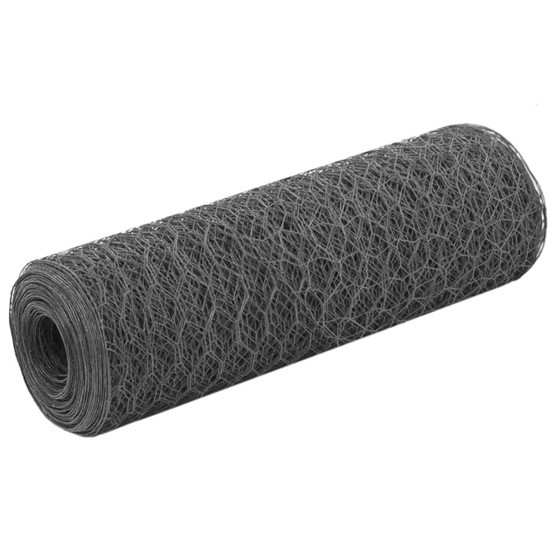 vidaXL szürke PVC-bevonatú acél csirkeháló drótkerítés 25 x 0,5 m