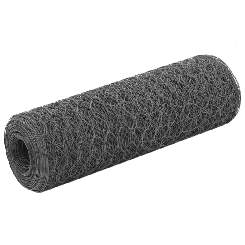 vidaXL szürke PVC-bevonatú acél csirkeháló drótkerítés 25 x 0,5 m