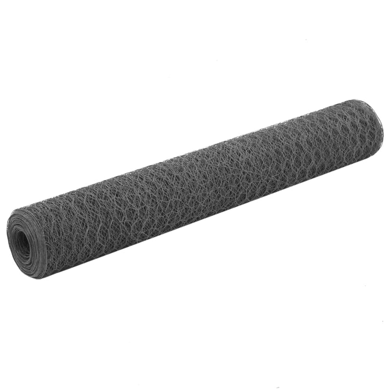 vidaXL szürke PVC-bevonatú acél csirkeháló drótkerítés 25 x 1 m