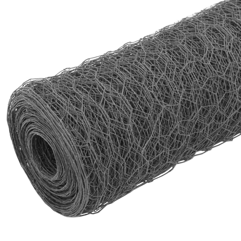 vidaXL szürke PVC-bevonatú acél csirkeháló drótkerítés 25 x 1,2 m