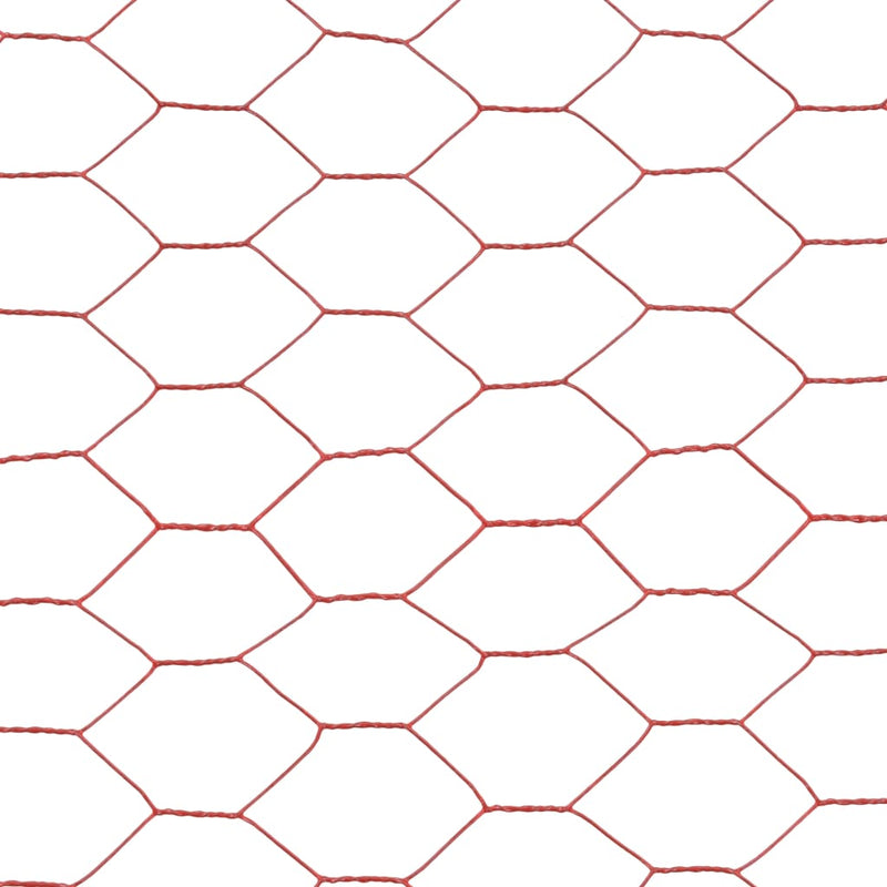 vidaXL piros PVC-bevonatú acél csirkeháló drótkerítés 25 x 1,5 m