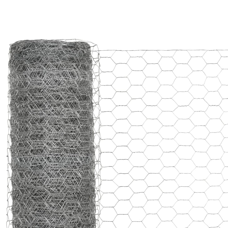 vidaXL ezüst horganyzott acél csirkeháló drótkerítés 25 x 1,5 m