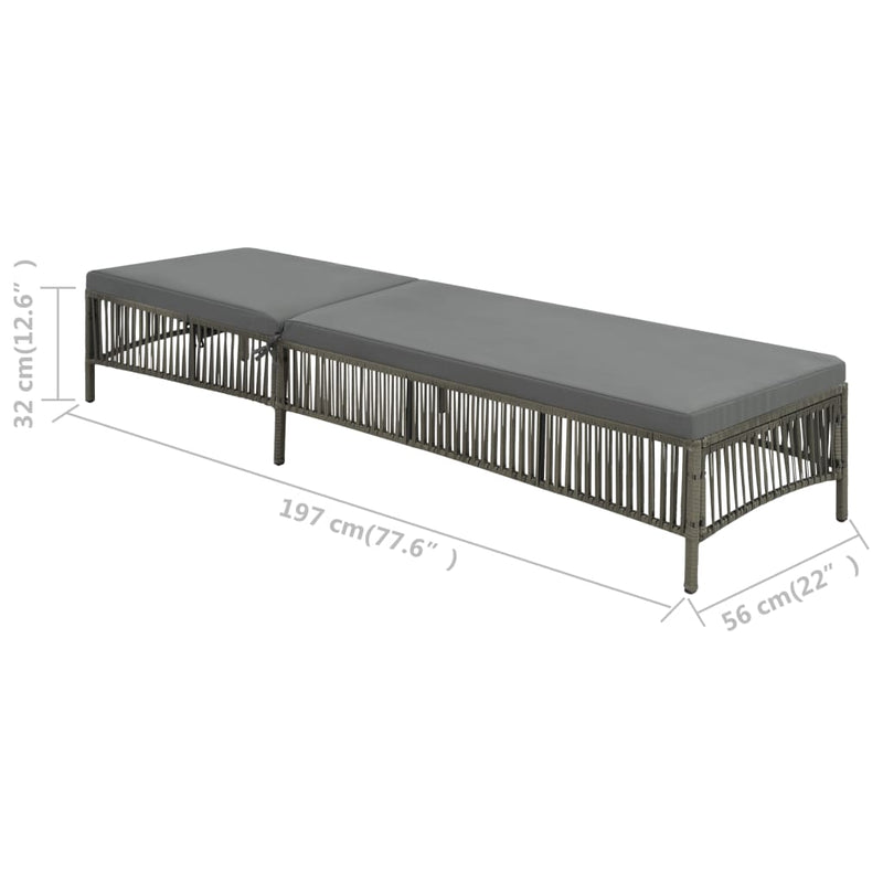 vidaXL szürke polyrattan napozóágy párnával