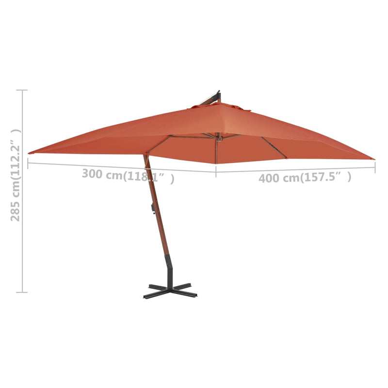 vidaXL terrakotta konzolos kerti napernyő farúddal 400 x 300 cm