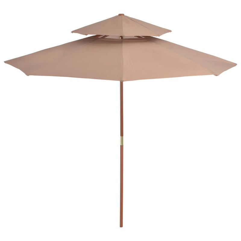 vidaXL tópszínű kétszintes napernyő fa rúddal 270 cm