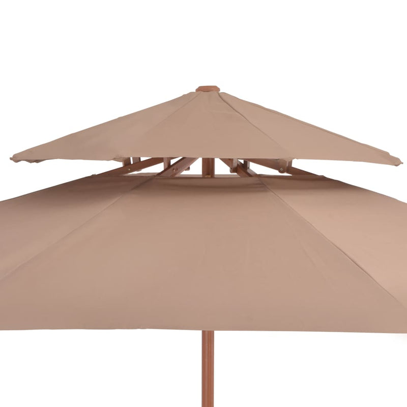 vidaXL tópszínű kétszintes napernyő fa rúddal 270 cm