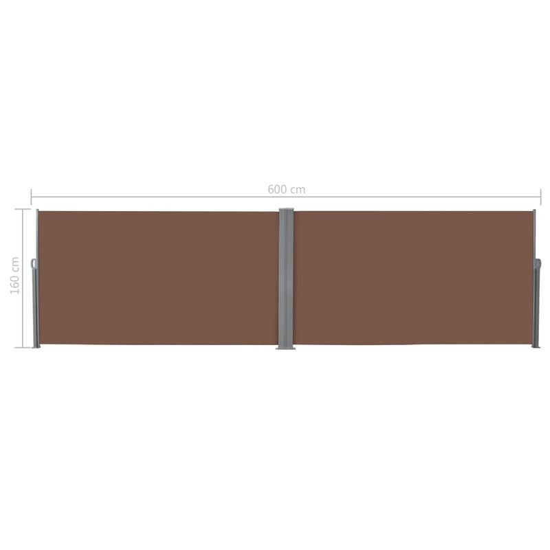 vidaXL barna behúzható oldalsó napellenző 160 x 600 cm