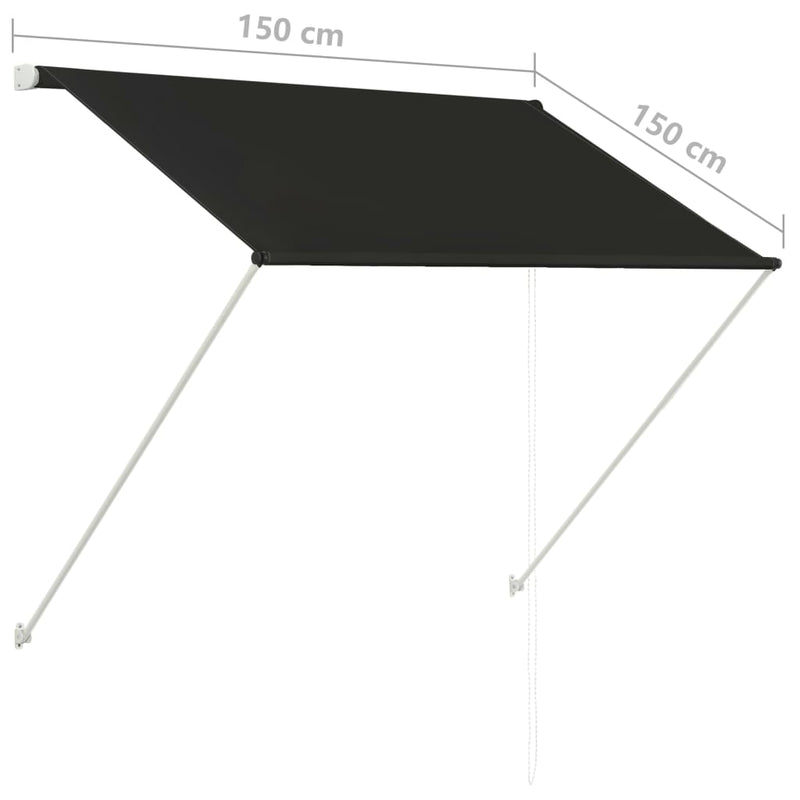 vidaXL feltekerhető antracitszürke napellenző 150 x 150 cm