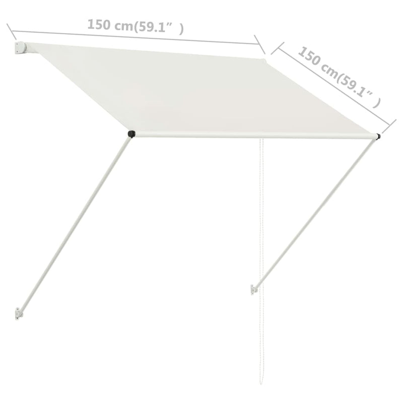 vidaXL feltekerhető krémszínű napellenző 150 x 150 cm