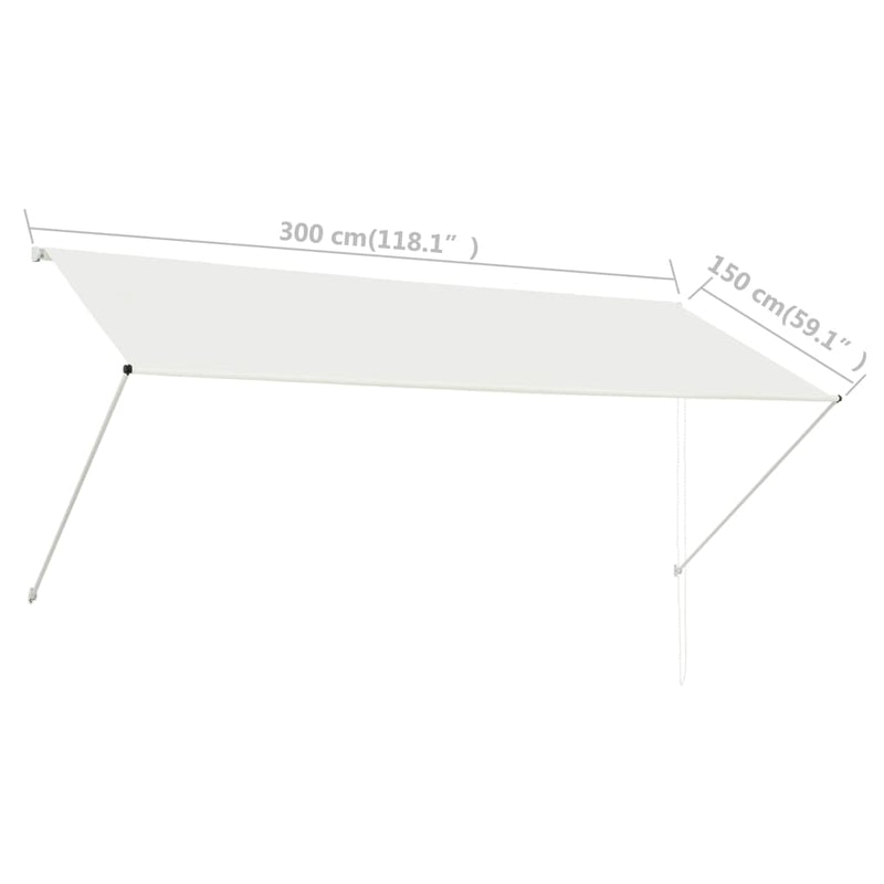 vidaXL feltekerhető krémszínű napellenző 300 x 150 cm