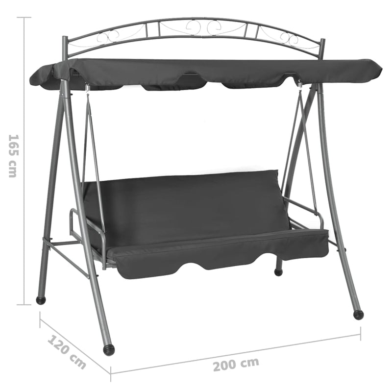 vidaXL átalakítható antracit acél hintaágy tetőponyvával 198x120x205cm