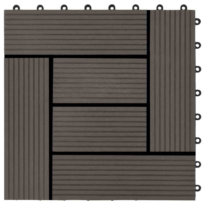 vidaXL 11 db (1 m2) sötétbarna WPC teraszburkoló lap 30 x 30 cm