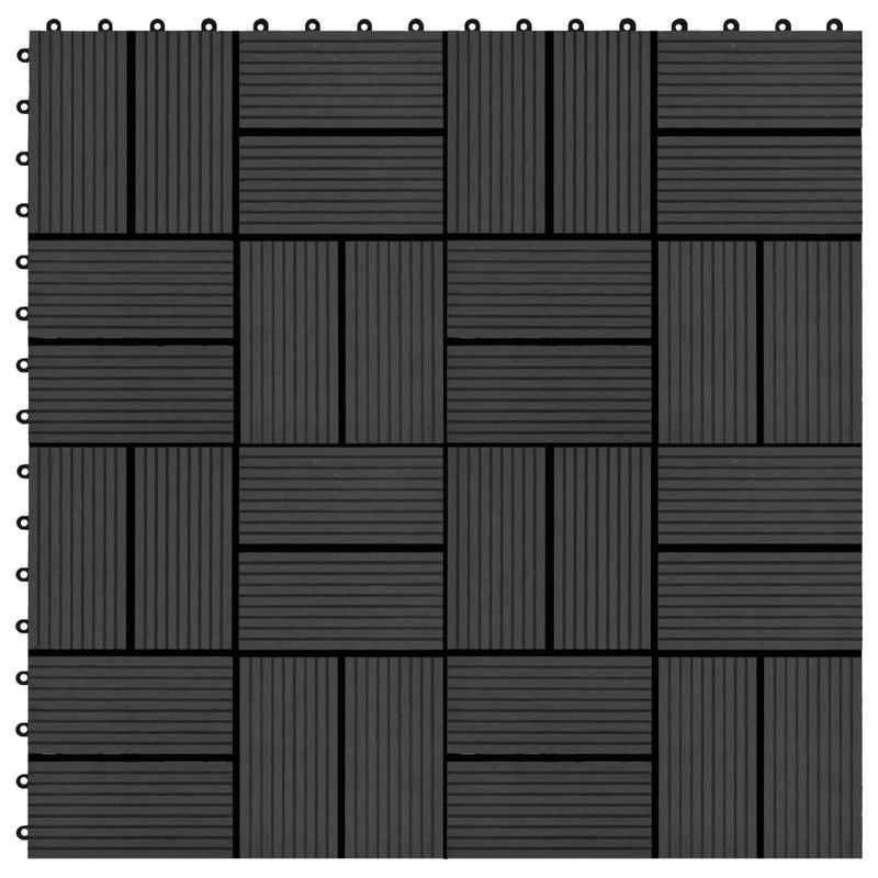 vidaXL 11 db (1 m2) fekete WPC teraszburkoló lap 30 x 30 cm
