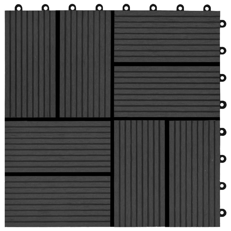 vidaXL 11 db (1 m2) fekete WPC teraszburkoló lap 30 x 30 cm