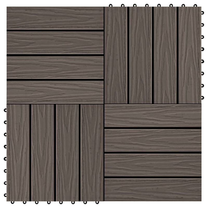 vidaXL 11 db (1 m2) sötétbarna dombornyomott WPC burkolólap 30x30 cm