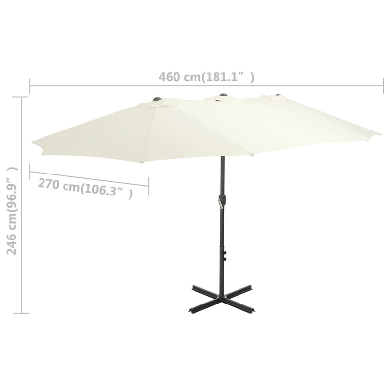 vidaXL homokszínű kültéri napernyő alumíniumrúddal 460 x 270 cm