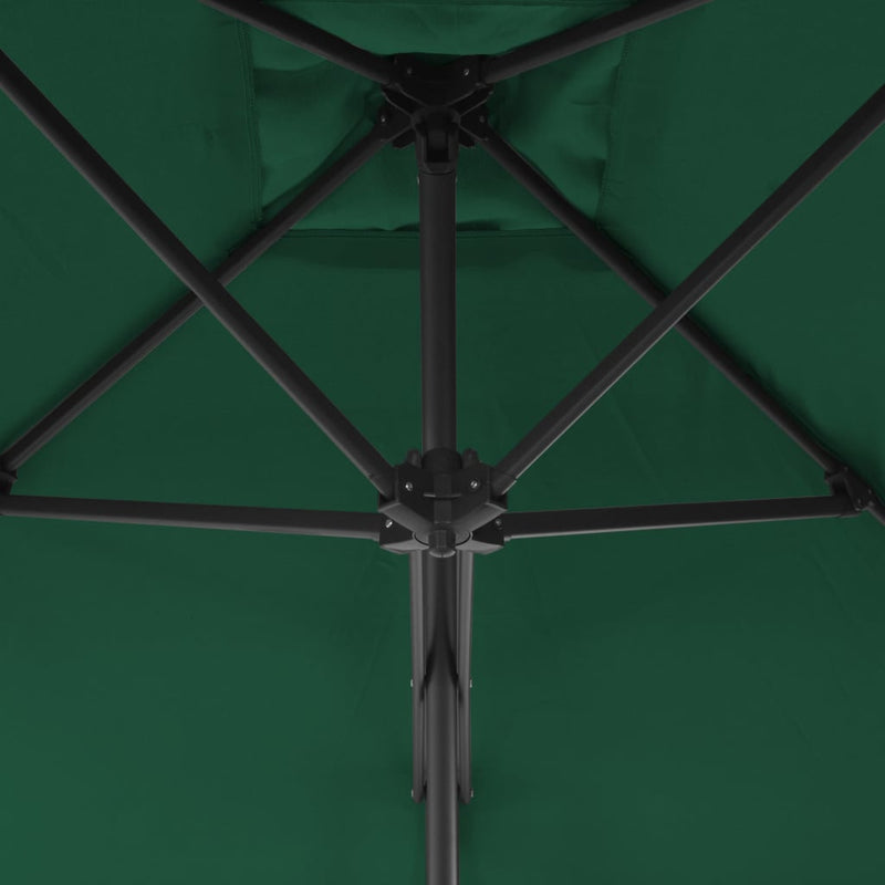 vidaXL zöld kültéri napernyő acélrúddal 250 x 250 cm