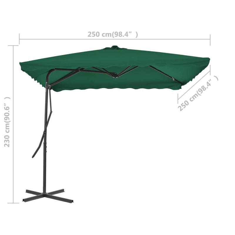 vidaXL zöld kültéri napernyő acélrúddal 250 x 250 cm