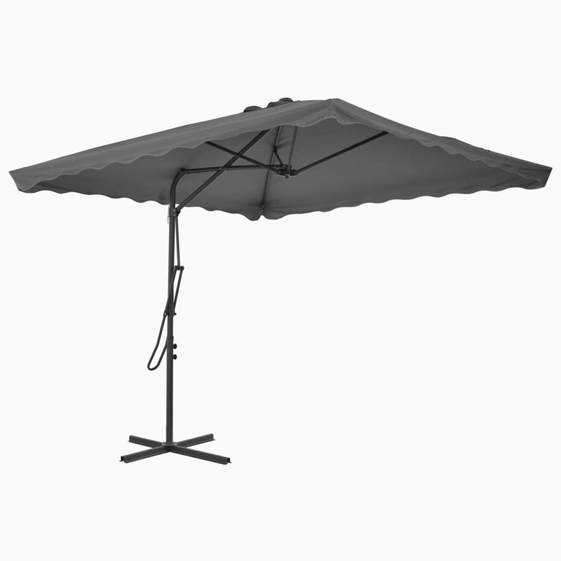 vidaXL antracitszürke kültéri napernyő acélrúddal 250 x 250 cm