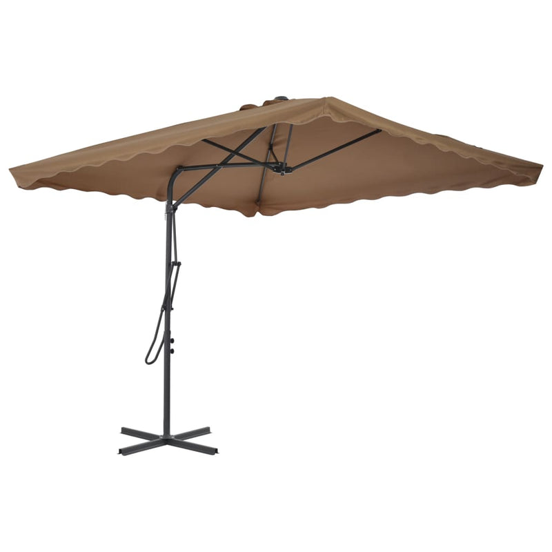 vidaXL tópszínű kültéri napernyő acélrúddal 250 x 250 cm