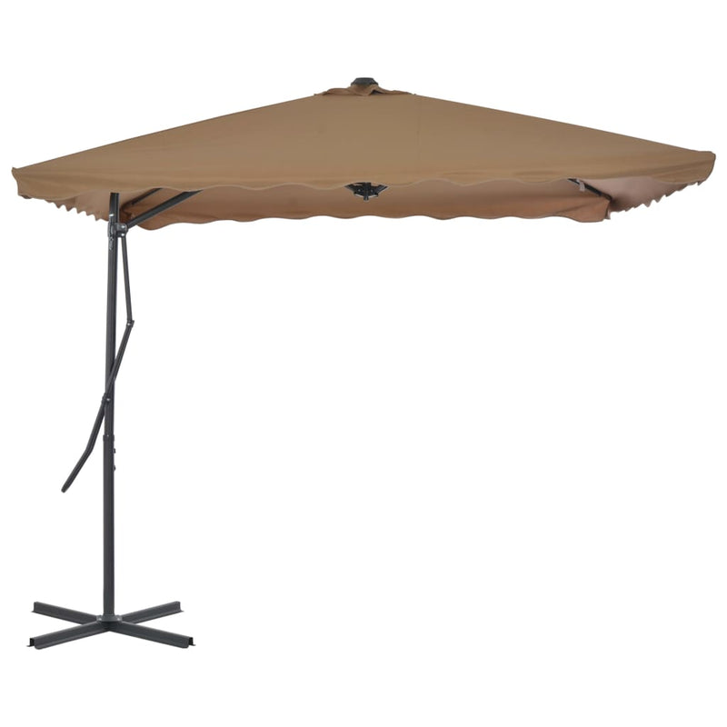 vidaXL tópszínű kültéri napernyő acélrúddal 250 x 250 cm