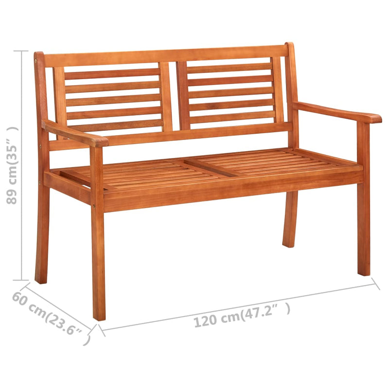 vidaXL kétszemélyes tömör eukaliptuszfa kerti pad 120 cm