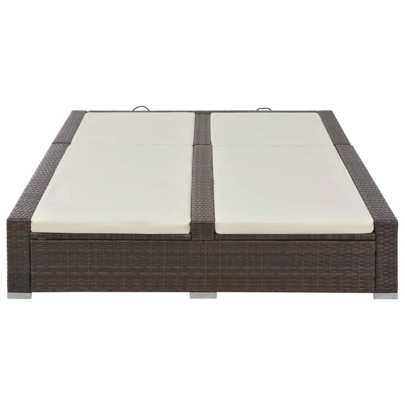 vidaXL barna kétszemélyes polyrattan napozóágy